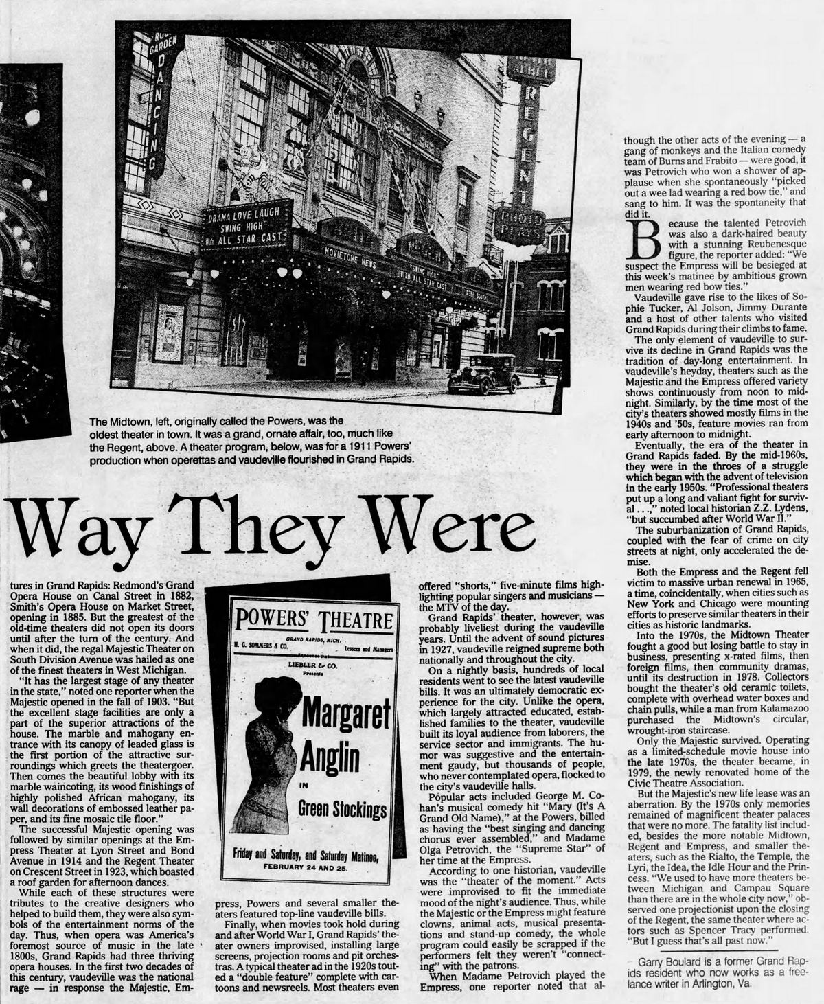 Regent Theatre - Dec 1988 Article (newer photo)